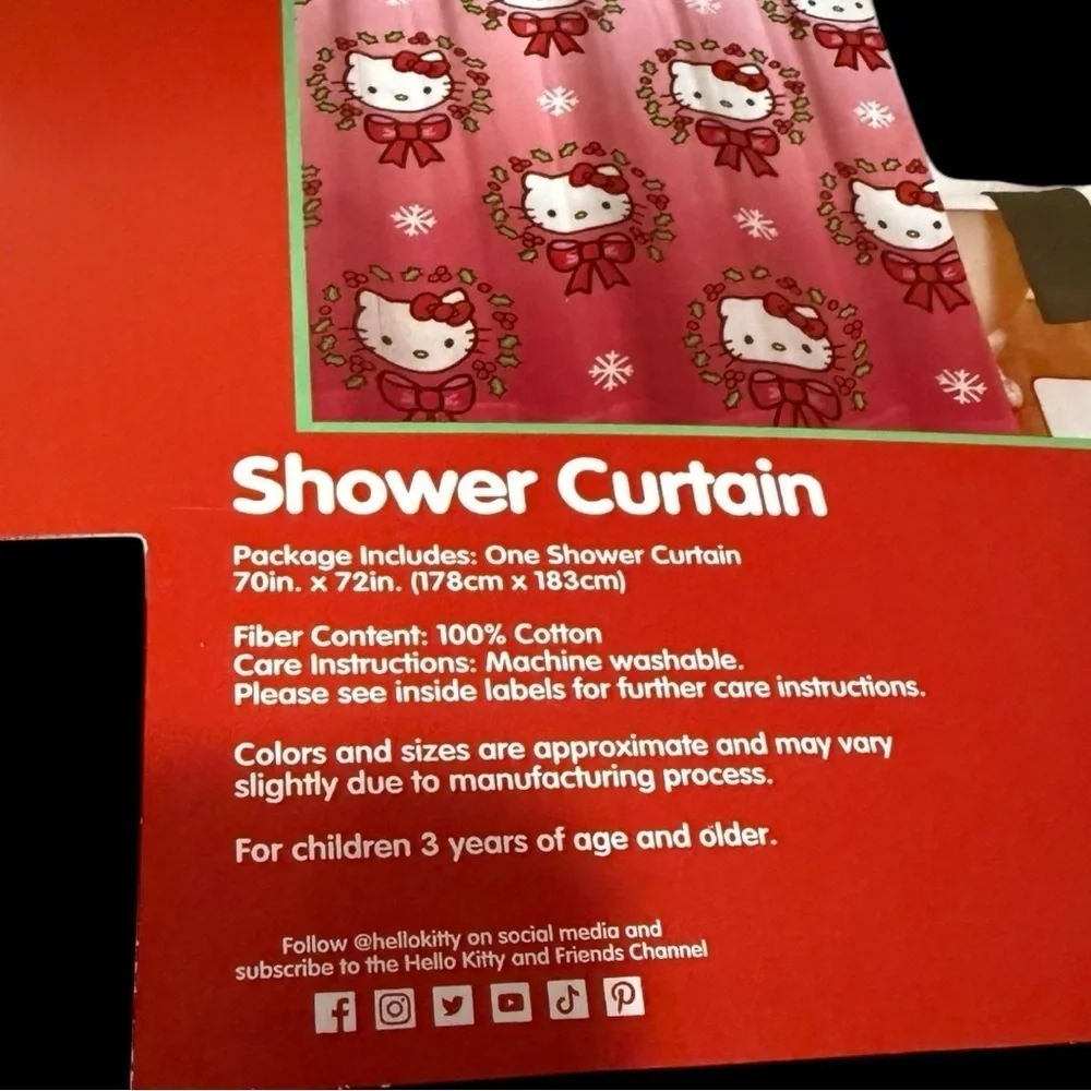 Hello Kitty Pink Shower Curtain Set - NWT